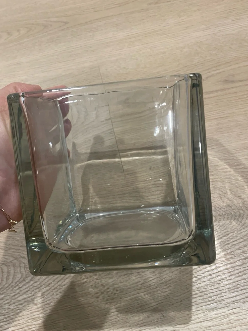 Clear Glass Square Vase - Modern Home Accent